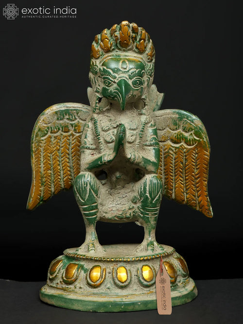 5" Sitting Garuda Namaskar Mudra Brass Statue