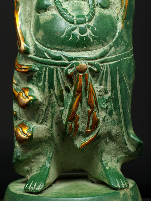 9" Prosperity Laughing Buddha with Uplifted Hands | Brass Statue