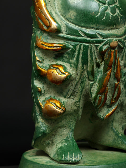 9" Prosperity Laughing Buddha with Uplifted Hands | Brass Statue