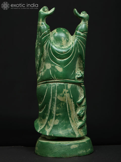 9" Prosperity Laughing Buddha with Uplifted Hands | Brass Statue