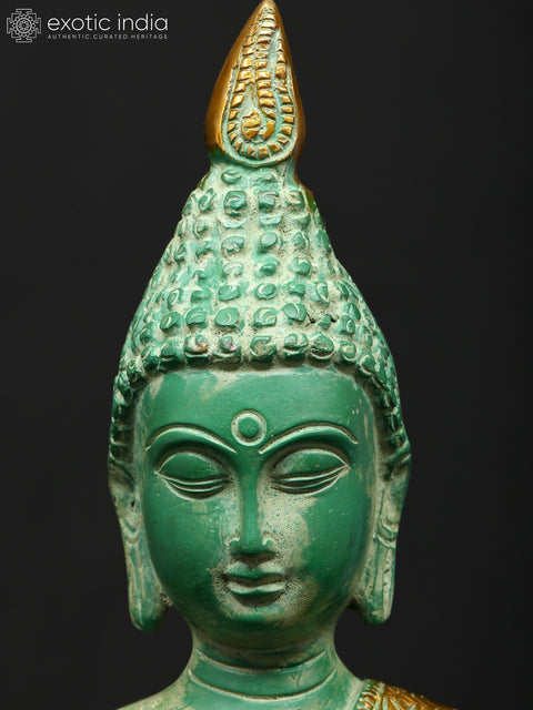 10" Divine Buddha Bust with Golden Robe Accent | Brass Statue