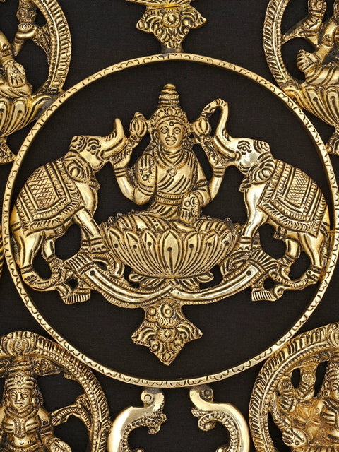 13" Ashtalakshmi Wall Hanging Statue in Brass | Made In India | Handmade