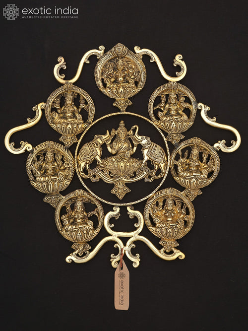 13" Ashtalakshmi Handmade Brass Wall Hanging Statue