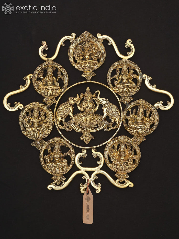 13" Ashtalakshmi Handmade Brass Wall Hanging Statue