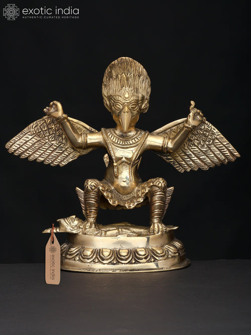 9" Garuda Subduing The Demon Brass Statue