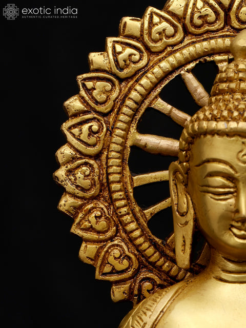 9" Lord Buddha Seated in Abhaya Mudra (Blessing Gesture) | Brass Idol