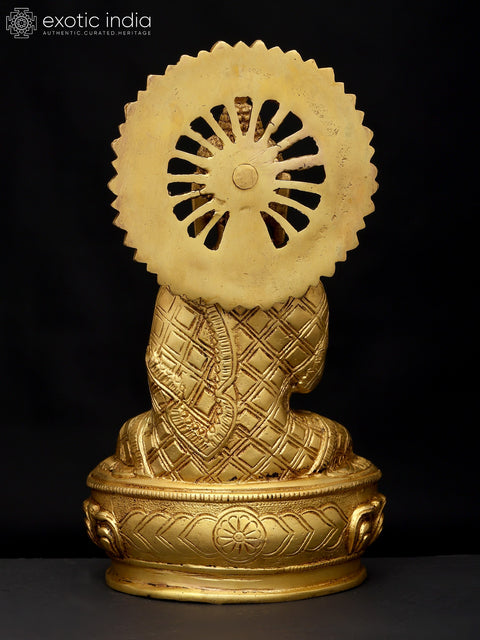 9" Lord Buddha Seated in Abhaya Mudra (Blessing Gesture) | Brass Idol