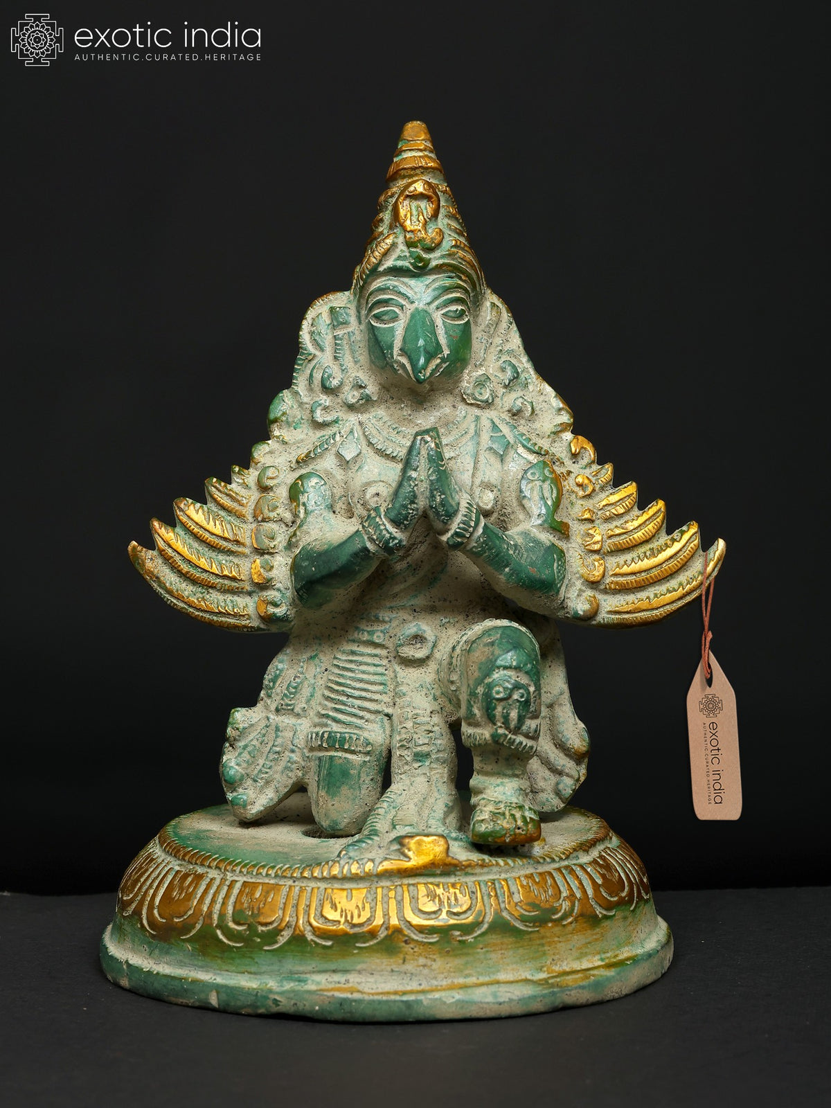 5" Sitting Garuda Namaskar Mudra Brass Statue for Pooja