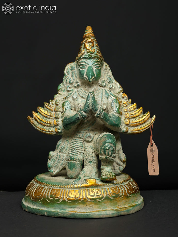 5" Sitting Garuda Namaskar Mudra Brass Statue for Pooja