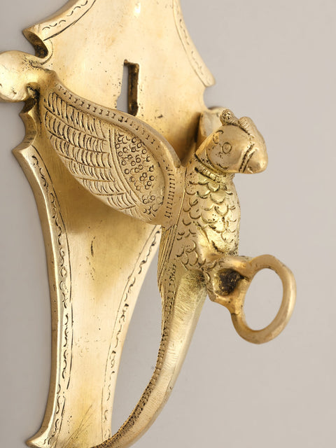 8" Bird Design Wall Hanging Bracket with Hook in Brass