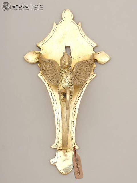 8" Bird Design Wall Hanging Bracket with Hook in Brass