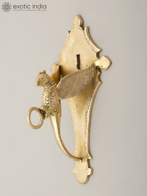8" Bird Design Wall Hanging Bracket with Hook in Brass
