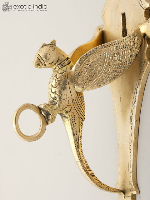 8" Bird Design Wall Hanging Bracket with Hook in Brass