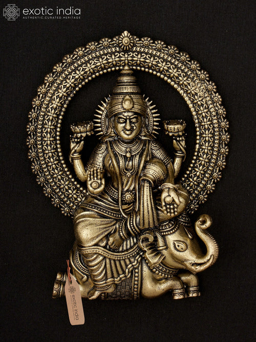 4" Handmade Brass Goddess Gajalakshmi Wall Hanging Statue