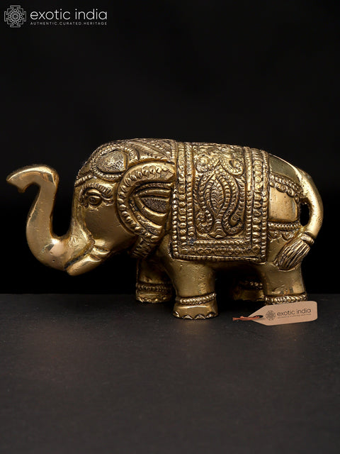 4" Small Elephant Figurine with Upraised Trunk | Table Decor Piece