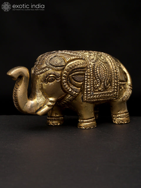 4" Small Elephant Figurine with Upraised Trunk | Table Decor Piece