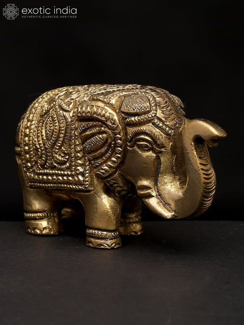 4" Small Elephant Figurine with Upraised Trunk | Table Decor Piece