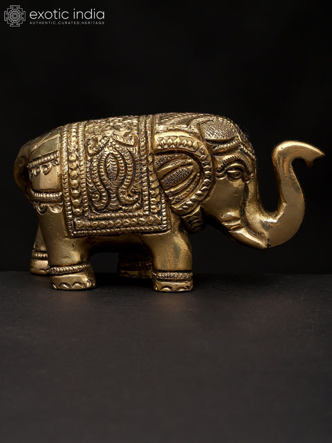 4" Small Elephant Figurine with Upraised Trunk | Table Decor Piece