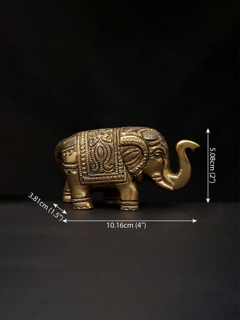 4" Small Elephant Figurine with Upraised Trunk | Table Decor Piece