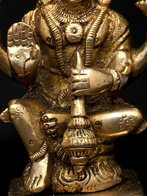 5" Small Sitting Lord Vishnu with Protected Sheshnag | Brass Statue