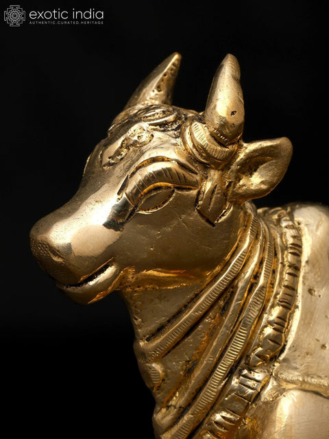 4" Small Brass Nandi - Vahana of Lord Shiva | Brass Idol