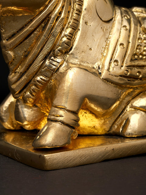 4" Small Brass Nandi - Vahana of Lord Shiva | Brass Idol
