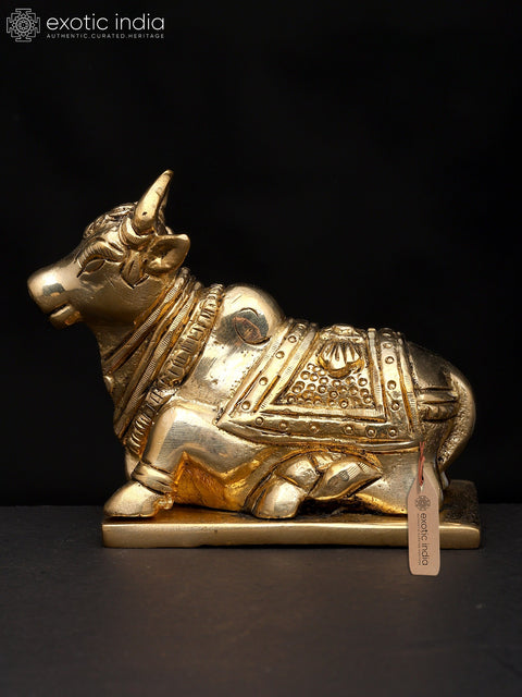 4" Small Brass Nandi - Vahana of Lord Shiva | Brass Idol