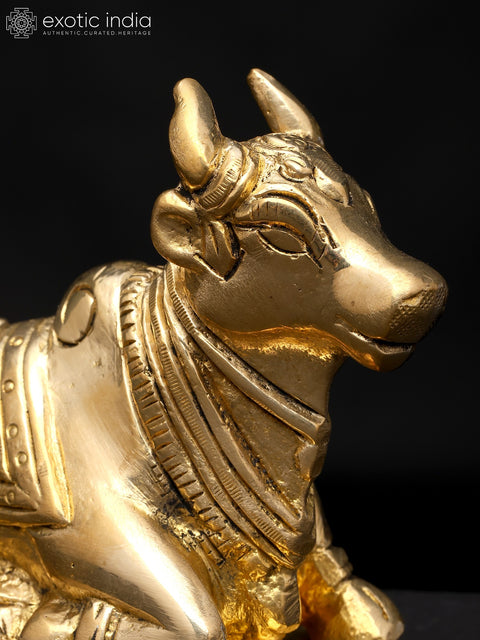 4" Small Brass Nandi - Vahana of Lord Shiva | Brass Idol