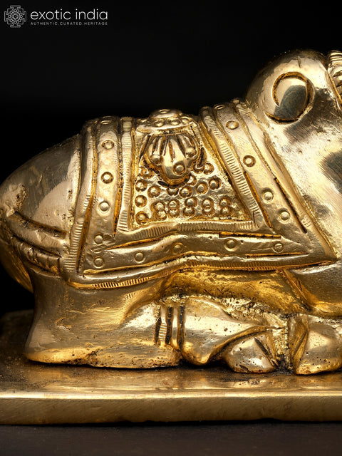 4" Small Brass Nandi - Vahana of Lord Shiva | Brass Idol