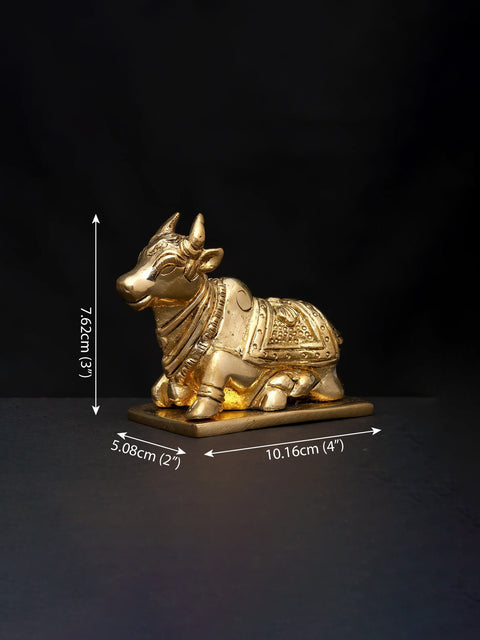 4" Small Brass Nandi - Vahana of Lord Shiva | Brass Idol