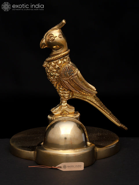 4" Small Brass Parrot Statue with Card Holder | Table Piece