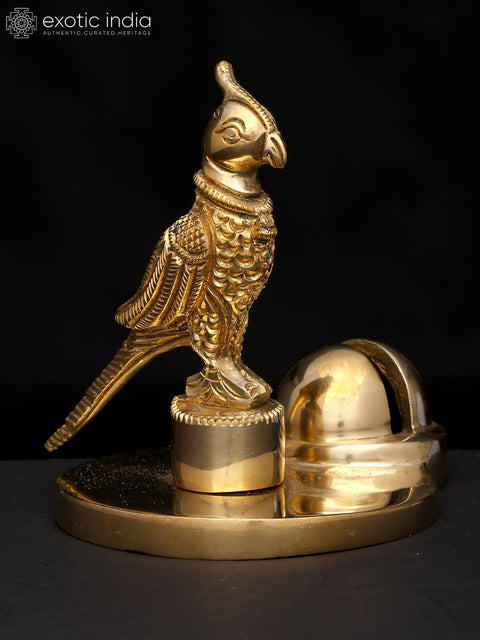 4" Small Brass Parrot Statue with Card Holder | Table Piece