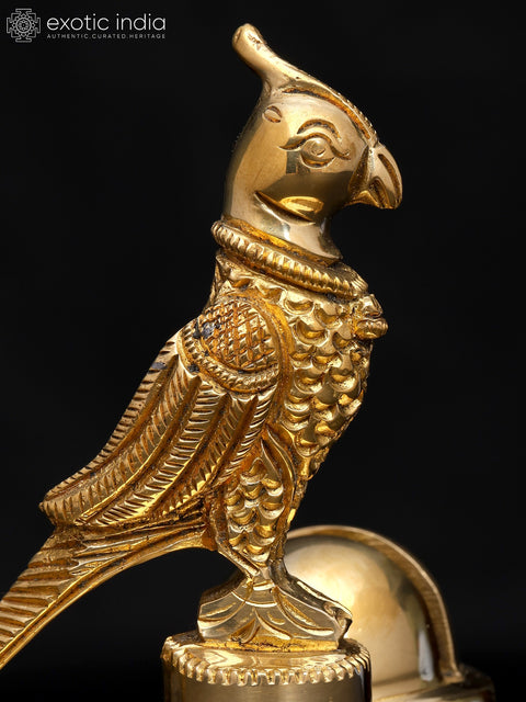 4" Small Brass Parrot Statue with Card Holder | Table Piece