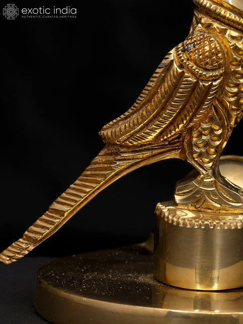 4" Small Brass Parrot Statue with Card Holder | Table Piece