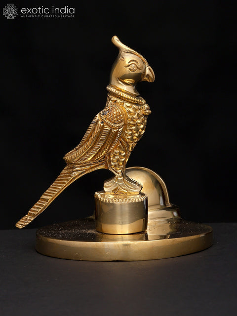 4" Small Brass Parrot Statue with Card Holder | Table Piece