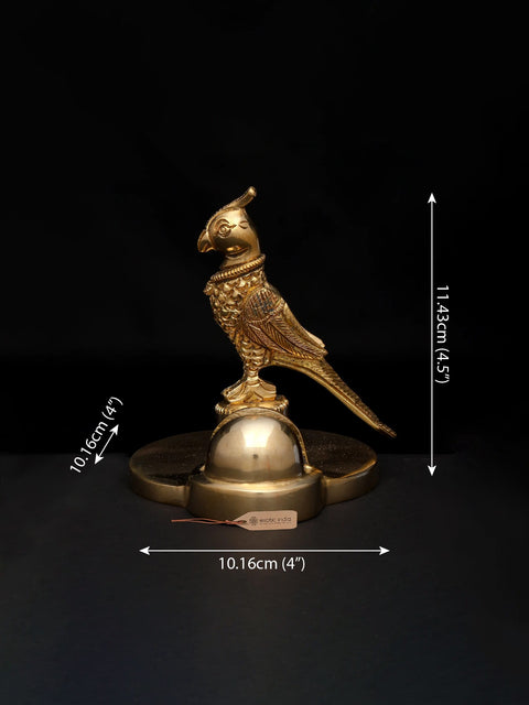 4" Small Brass Parrot Statue with Card Holder | Table Piece