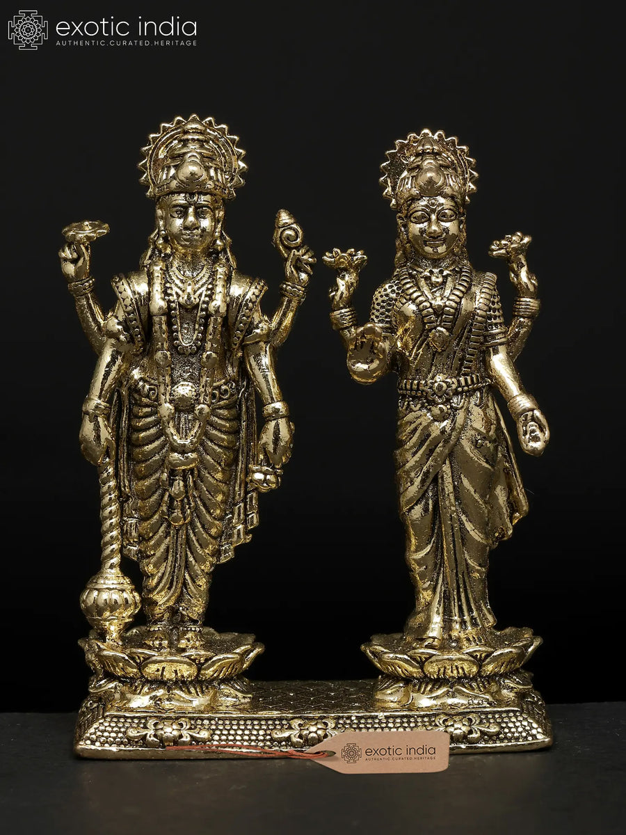 2" Standing Lakshmi Narayan Brass Statue for Pooja