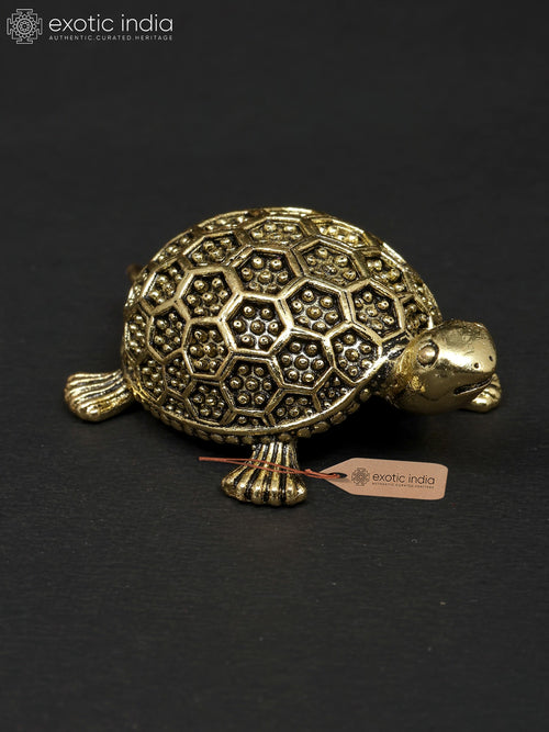 2" Small Vastu Tortoise Brass Statue for Home Decor