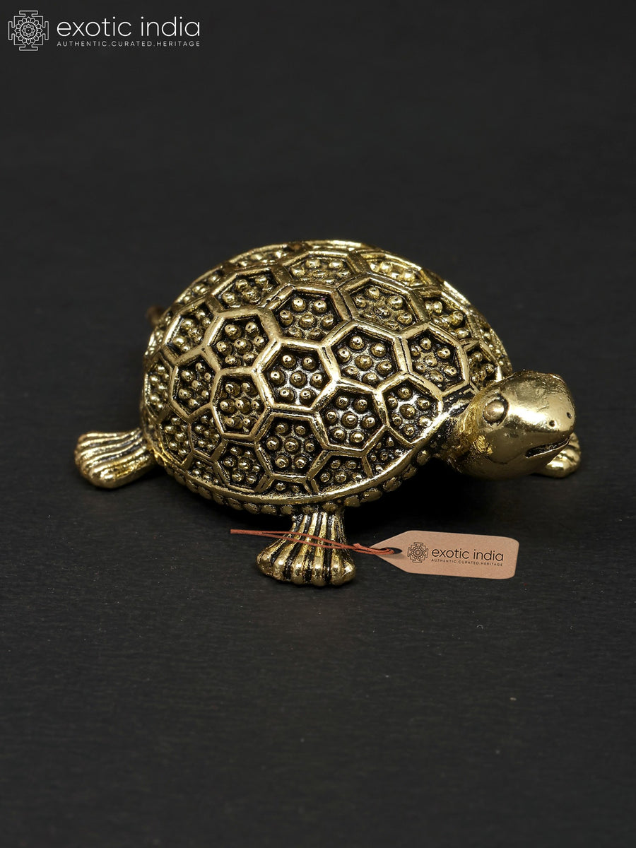 2" Small Vastu Tortoise Brass Statue for Home Decor
