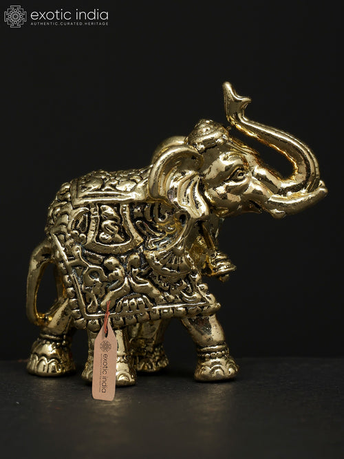 1" Small Brass Elephant Figurine Home Decor Statue