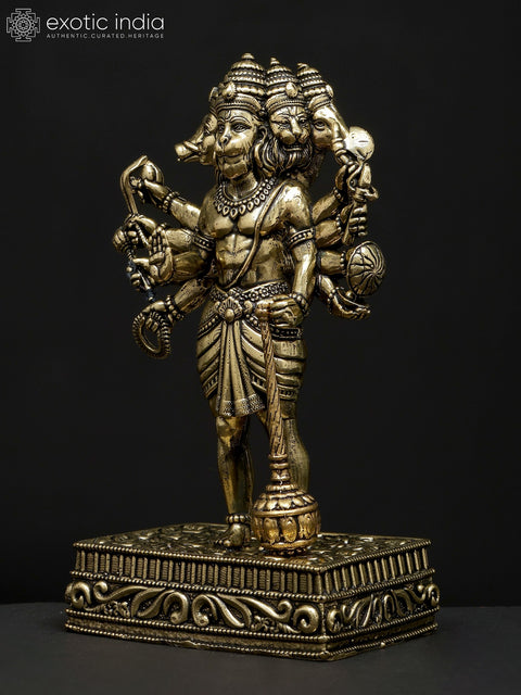 5" Small Superfine Ten Armed Panchamukhi Lord Hanuman | Brass Statue