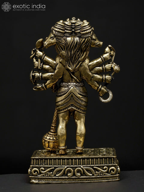 5" Small Superfine Ten Armed Panchamukhi Lord Hanuman | Brass Statue