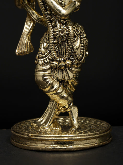 3" Small Superfine Fluting Lord Krishna | Brass Idol