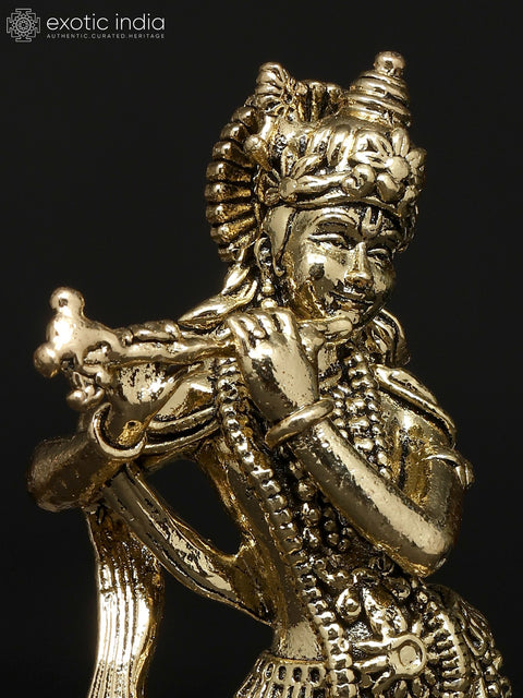 3" Small Superfine Fluting Lord Krishna | Brass Idol