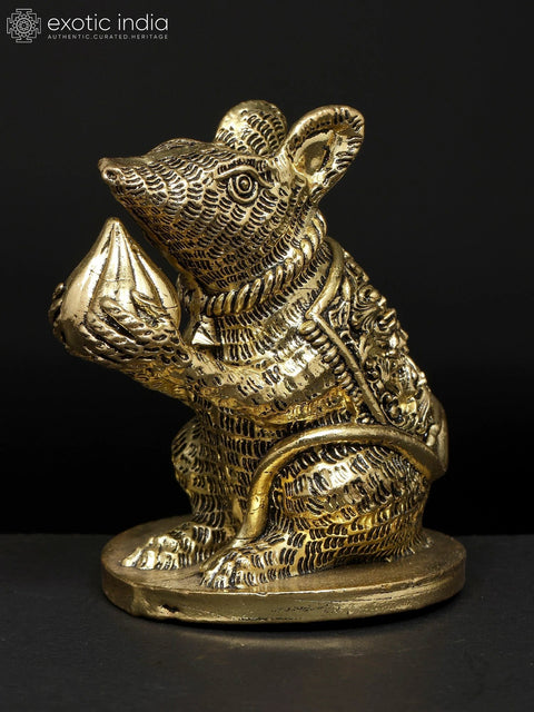 Lord Ganesha's Vahana Mushak with Modak | Brass Statue