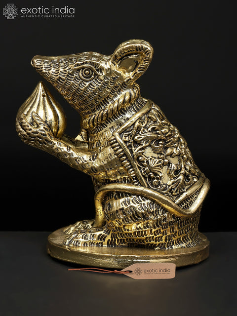 Lord Ganesha's Vahana Mushak with Modak | Brass Statue