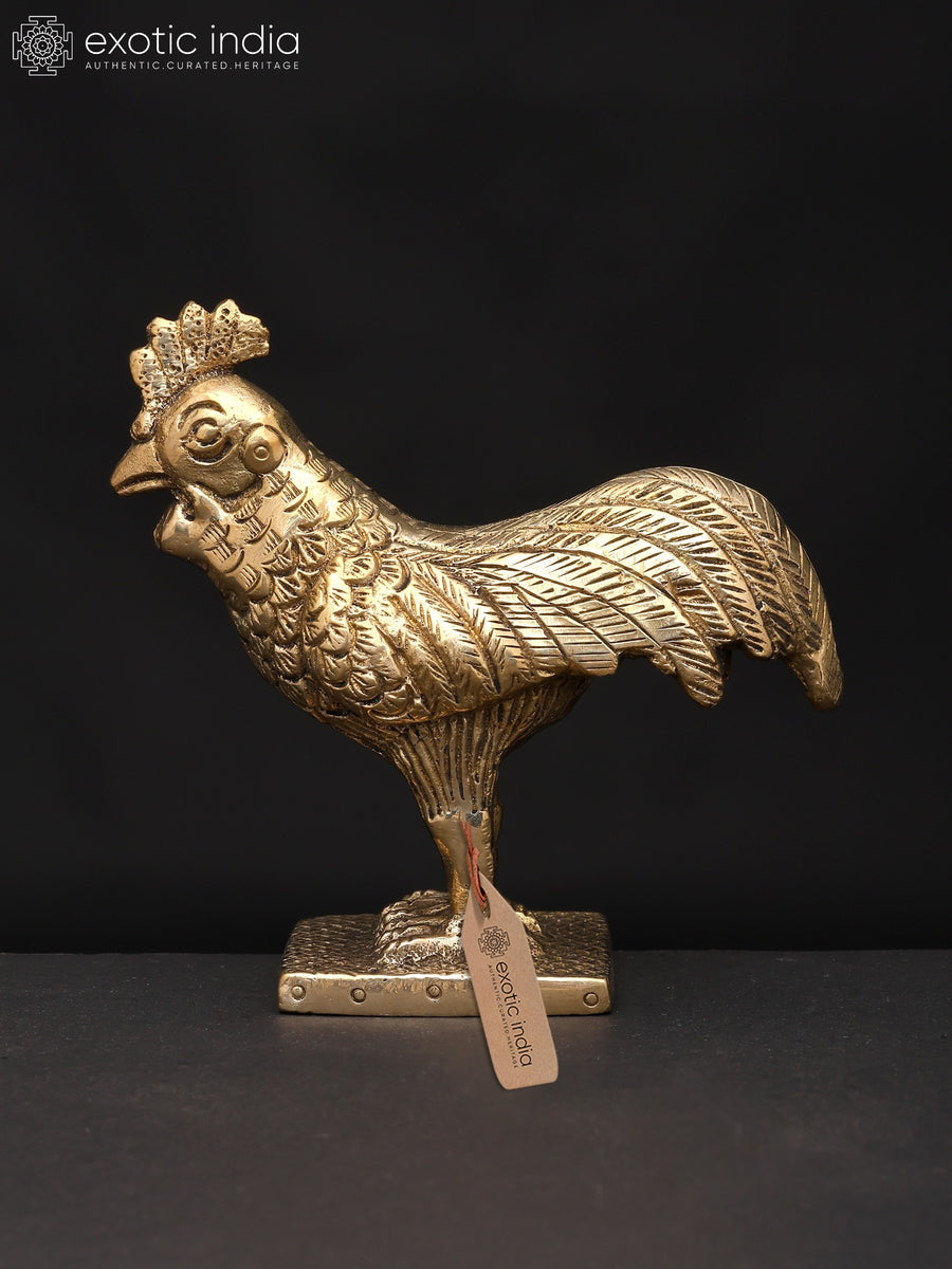 4" Small Brass Rooster Figurine for Home Decor