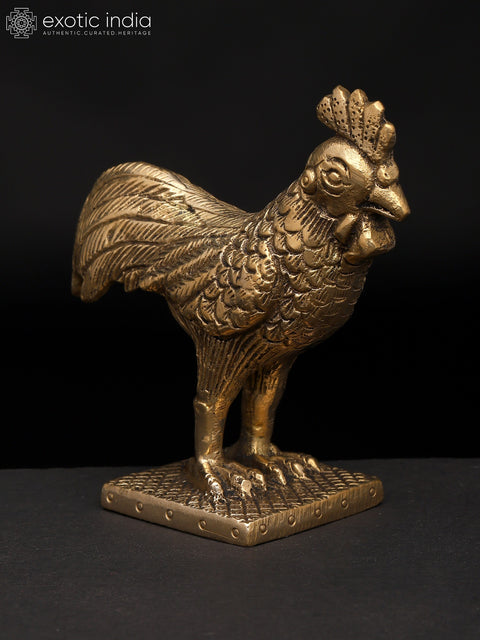 4" Small Rooster Figurine | Brass Statue | Table Decor