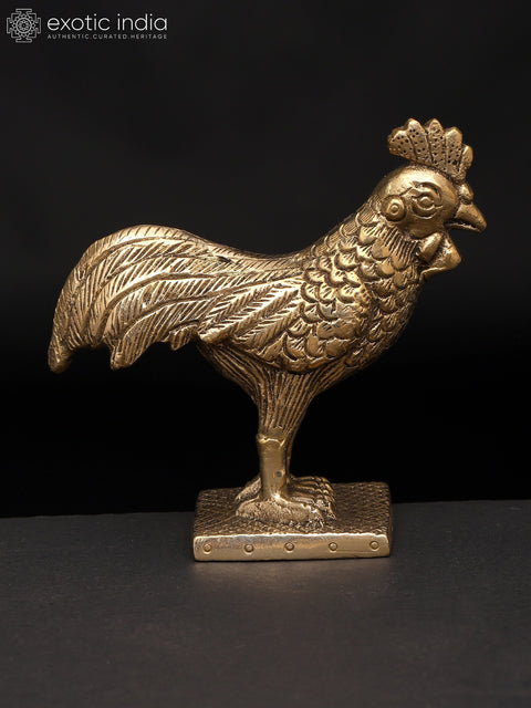 4" Small Rooster Figurine | Brass Statue | Table Decor