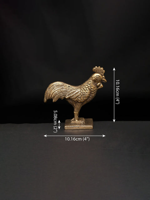 4" Small Rooster Figurine | Brass Statue | Table Decor